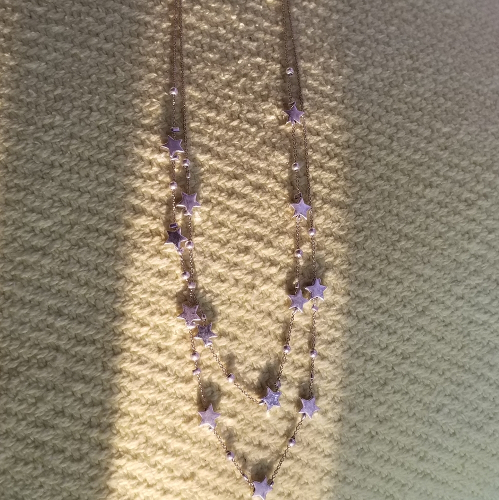Starry Skies Goldtone Necklace with Silvertone Stars - Picture 6 of 6
